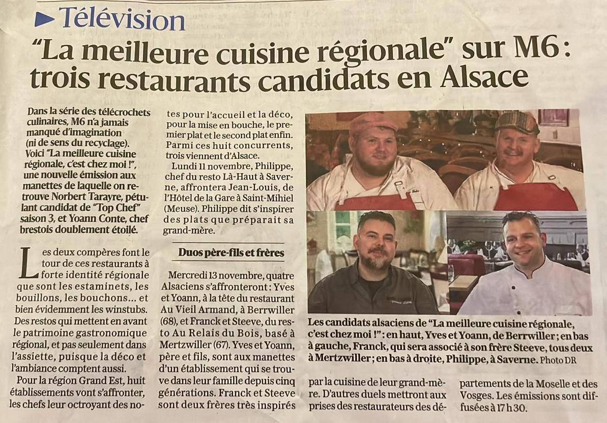 498607901_1300046852120949_7914770742515411627_N | Au Vieil Armand Yves et Yoann Feder en vedette sur M6 dans « La meilleure cuisine régionale, c’est chez moi » Cernay 0